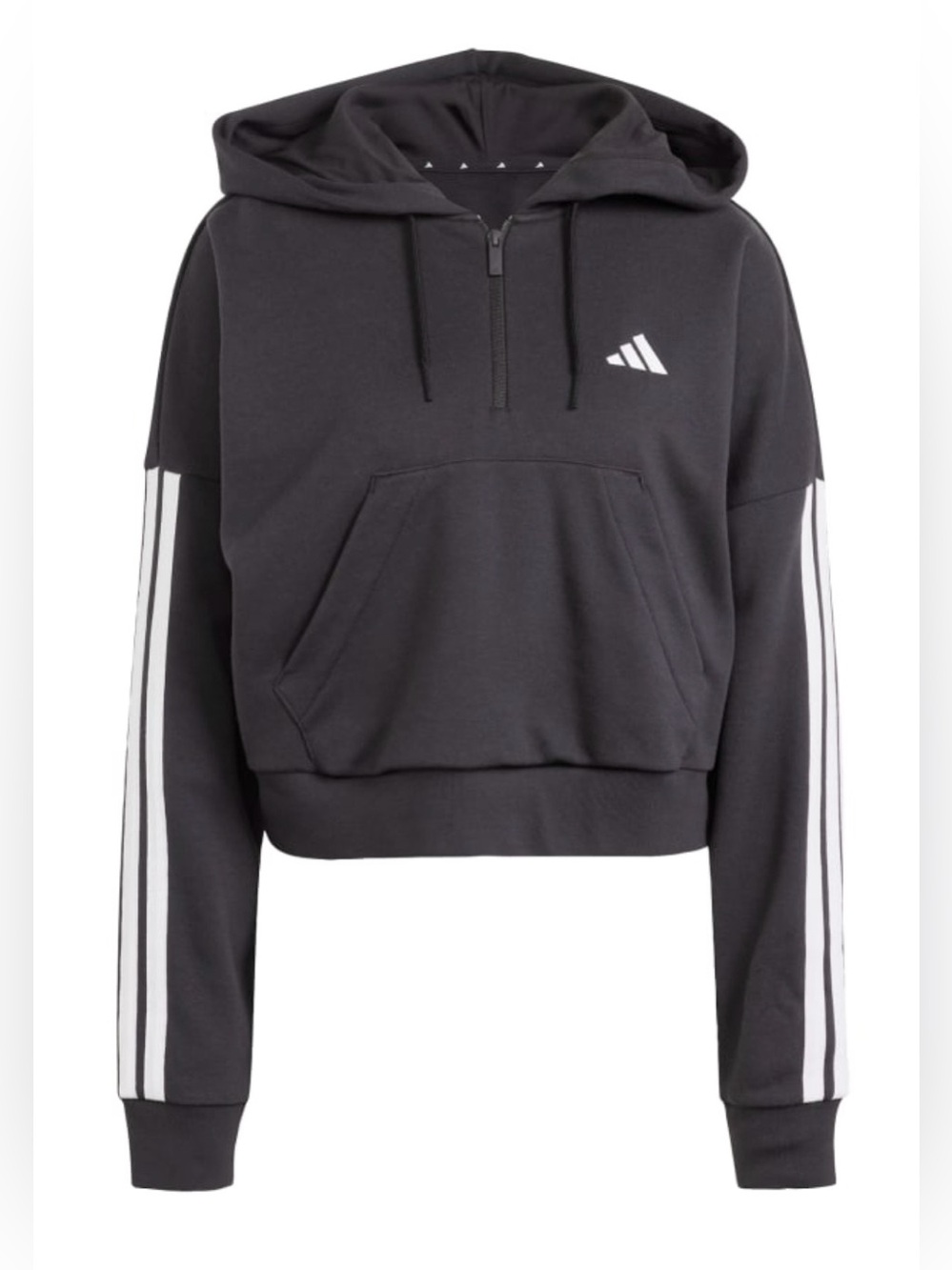 Adidas Essentials 3-Stripes French Terry Quarter-Zip Hoodie Sweater Womens L
